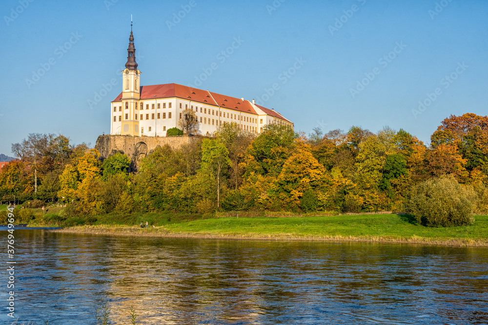 Castle Decin in Czech republic. This castle was photography in spring weather.
