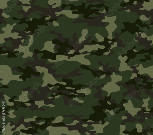 Green vector camouflage seamless background military pattern.