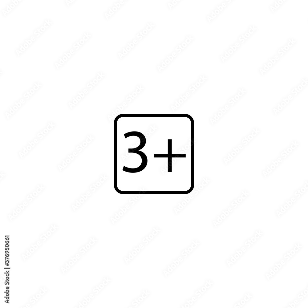 Age restriction Three plus square icon eps ten Age restriction Three plus square icon eps ten