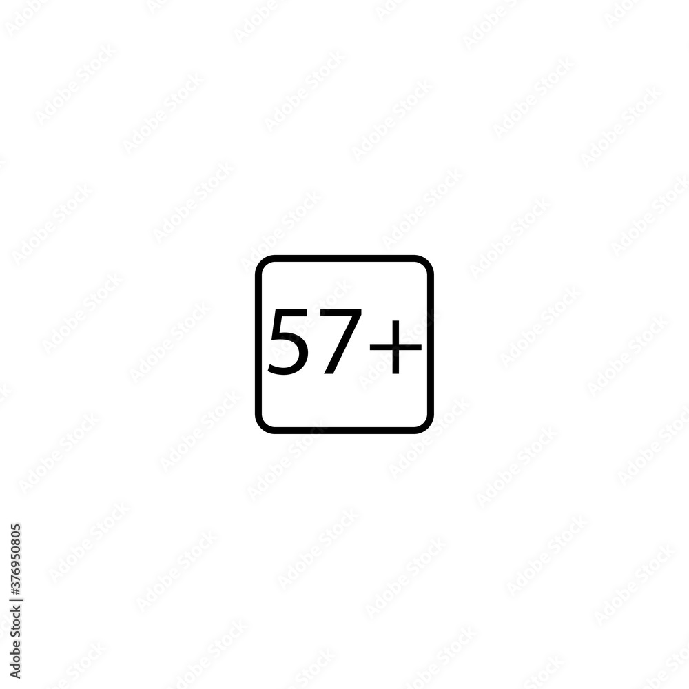 Age limit fifty seven plus squared icon eps ten Age limit fifty seven plus squared icon eps ten