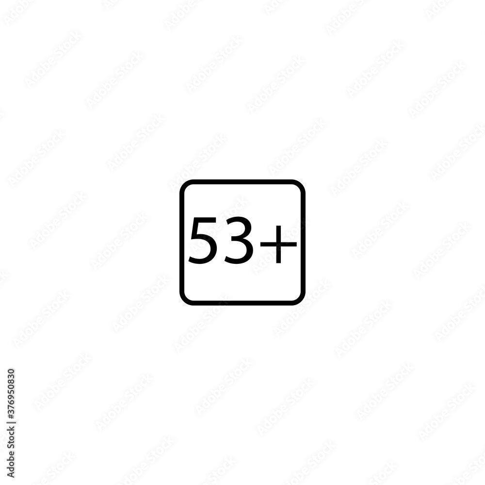 Age limit fifty three plus squared icon eps ten