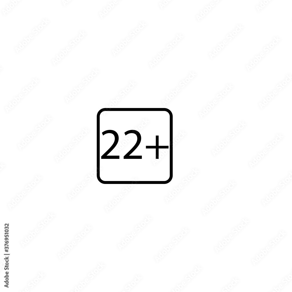 Age limit twenty two plus square icon eps ten Age limit twenty two plus square icon eps ten