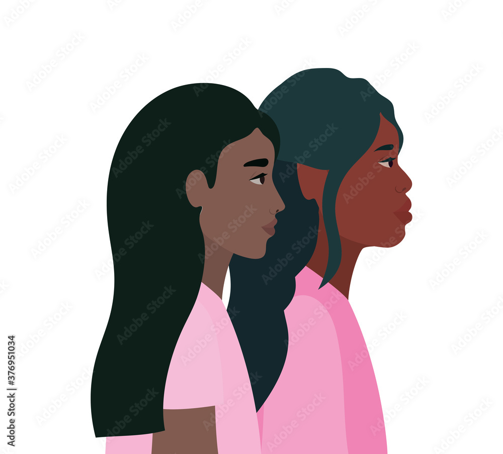 black women cartoons in side view vector design black women cartoons in side view vector design