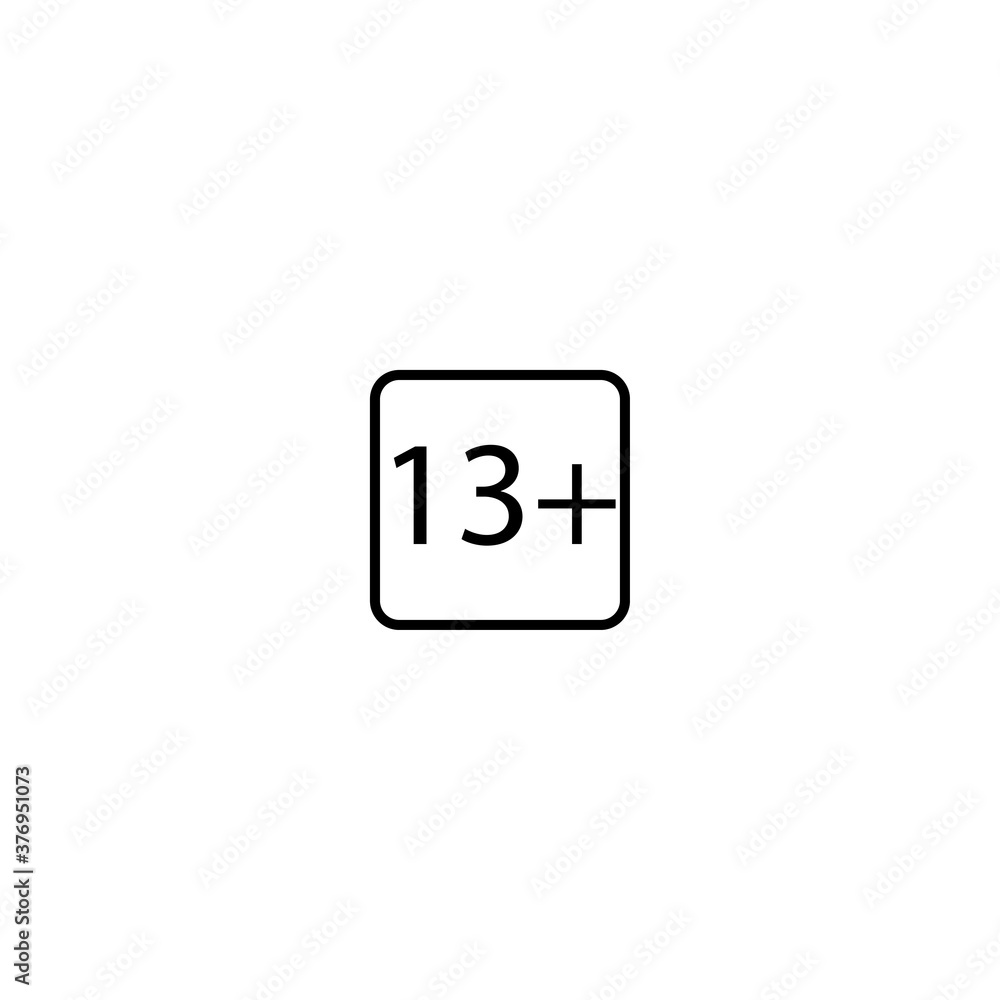 Age restriction thirteen plus squared icon eps ten Age restriction thirteen plus squared icon eps ten
