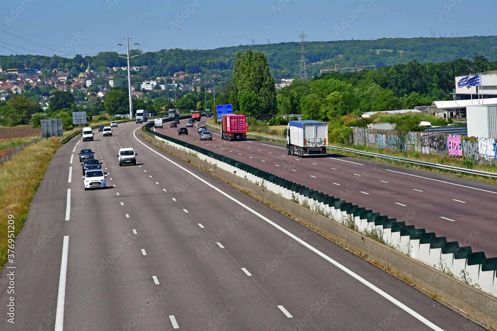 Aubergenville; France - may 18 2020 : the A 13 highway