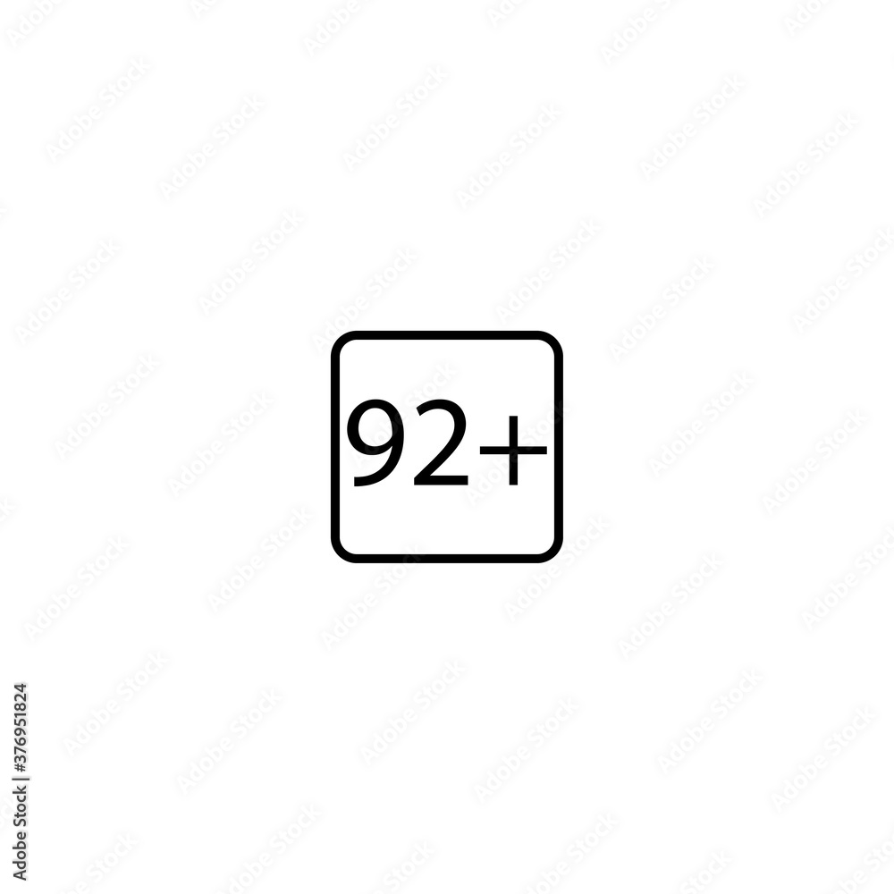 Age limit ninety two plus squared icon eps ten Age limit ninety two plus squared icon eps ten