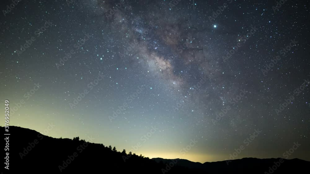 Astro timelapse of Milky Way galaxy over mountain in Southern California Astro timelapse of Milky Way galaxy over mountain in Southern California
