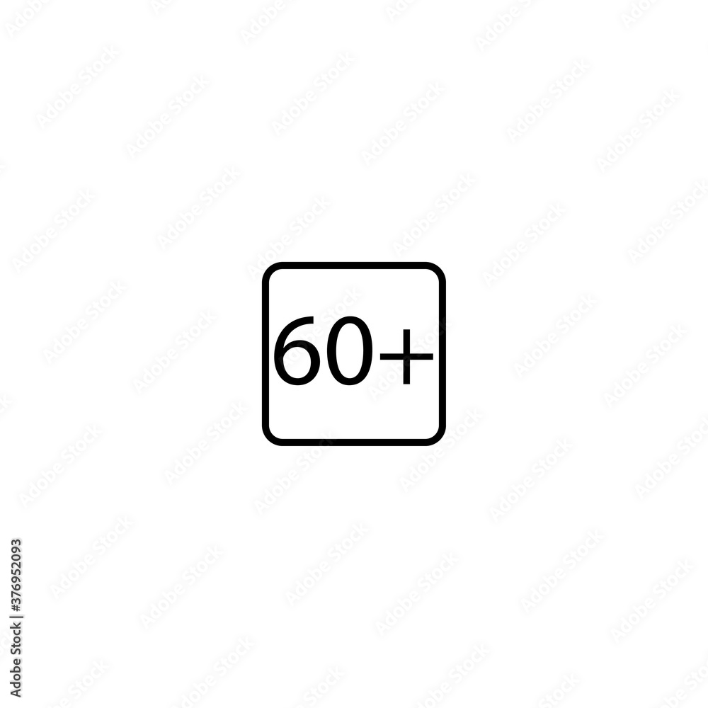 Age limit sixty plus squared icon eps ten Age limit sixty plus squared icon eps ten