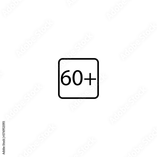 Age limit sixty plus squared icon eps ten