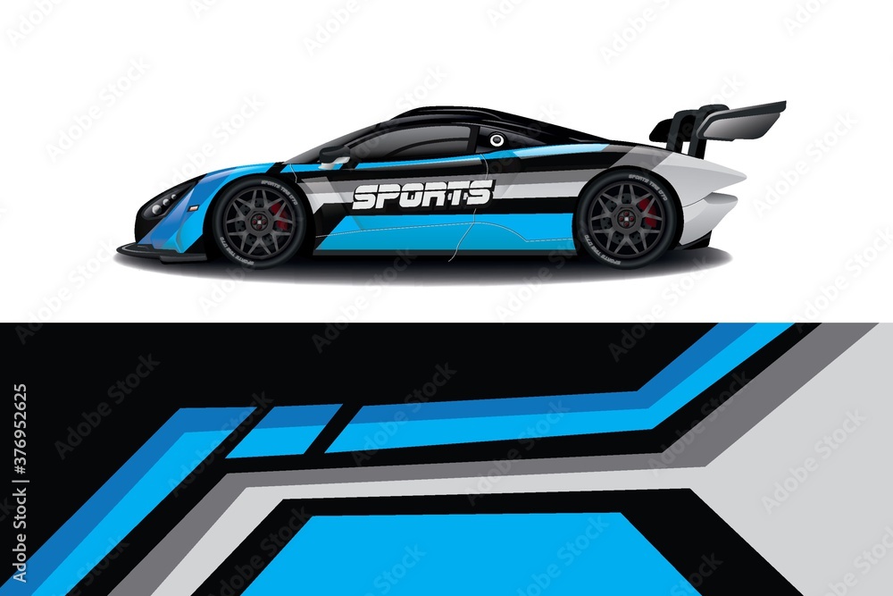 Sports car wrapping decal design	