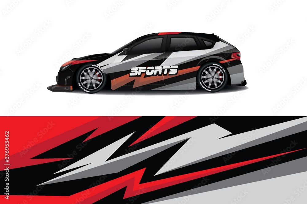 Sports car wrapping decal design	