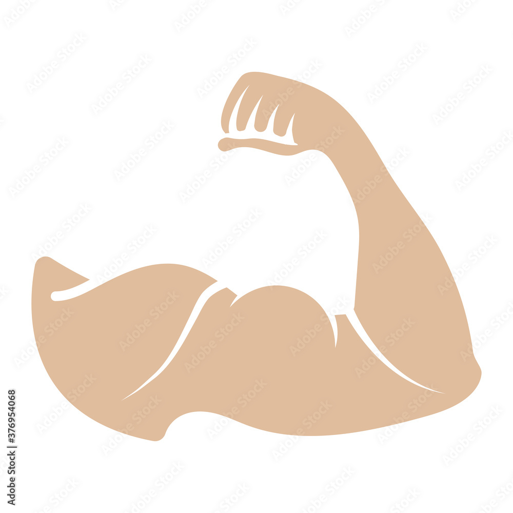 the human arm muscle strength or biceps brachii flat vector color icon. the human arm muscle strength or biceps brachii flat vector color icon.