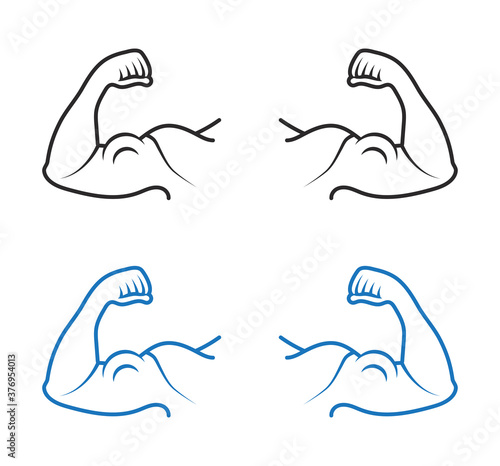 bodybuilder / biceps brachii line art icon for apps or website
