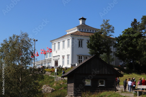 Restaurant and gift shop on top of Mount Floyen in Bergen, Norway photo