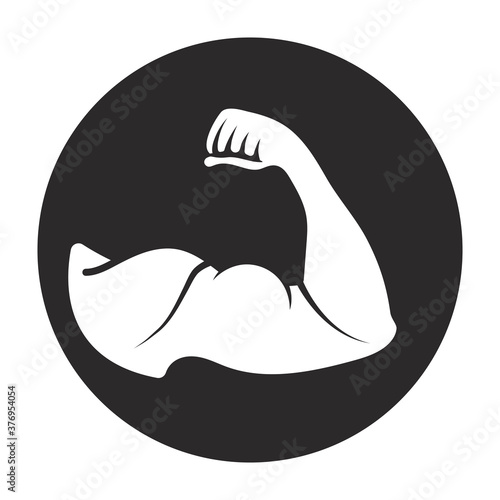 Rounded the human arm muscle strength or biceps brachii flat icon.