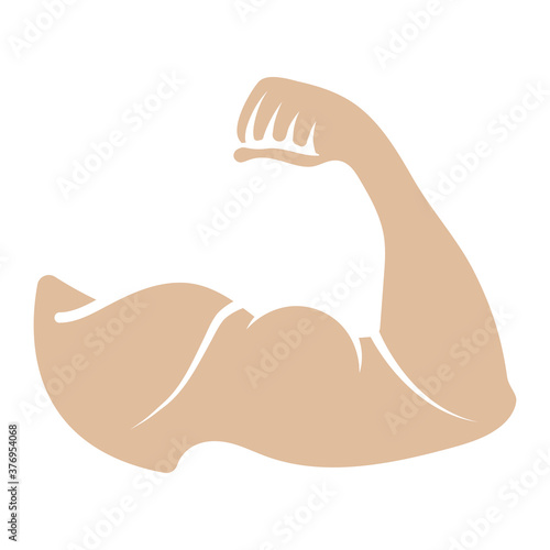 the human arm muscle strength or biceps brachii flat vector color icon.