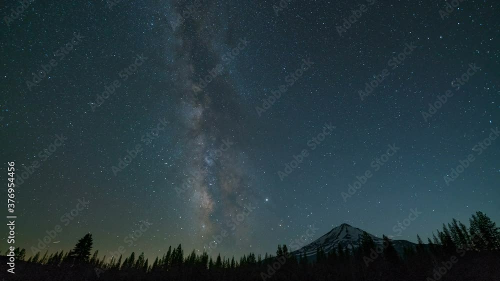 Timelapse of Milky Way galaxy over Mount Shasta in Northern California Timelapse of Milky Way galaxy over Mount Shasta in Northern California