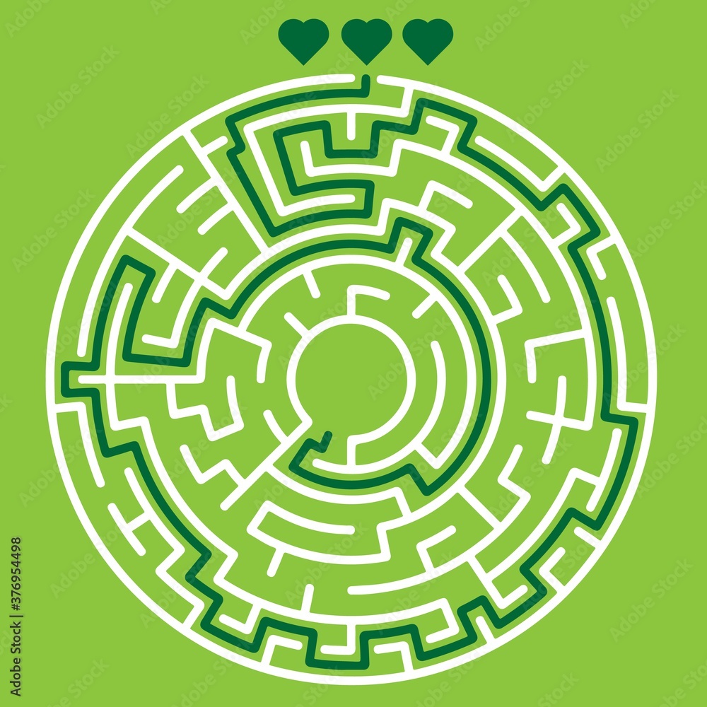 Labyrinth shape design element. one exit and one right way to go, but many paths to deadlock. Labyrinth shape design element. one exit and one right way to go, but many paths to deadlock.