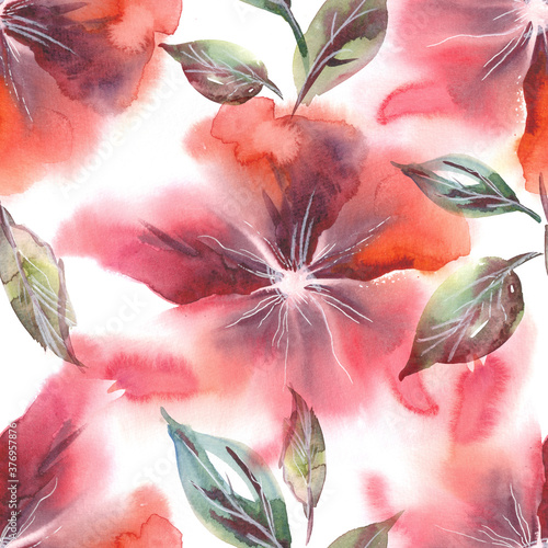 Watercolor Illustration. Floral Seamless Pattern.