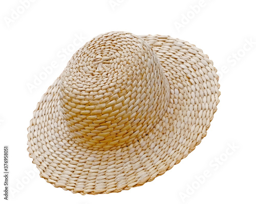 Antique straw hat, isolated over white