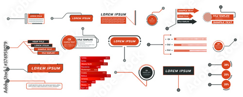 Digital callouts, footnotes.Layout for links and digital information.Source for advertising. Set of HUD. Vector illustration. Futuristic hud frame red and blue png.	
