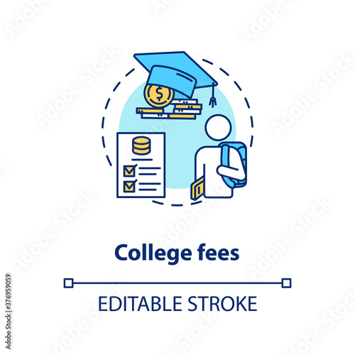College fees concept icon. Smart education tips. Money saving. Financial literacy application idea thin line illustration. Vector isolated outline RGB color drawing. Editable stroke
