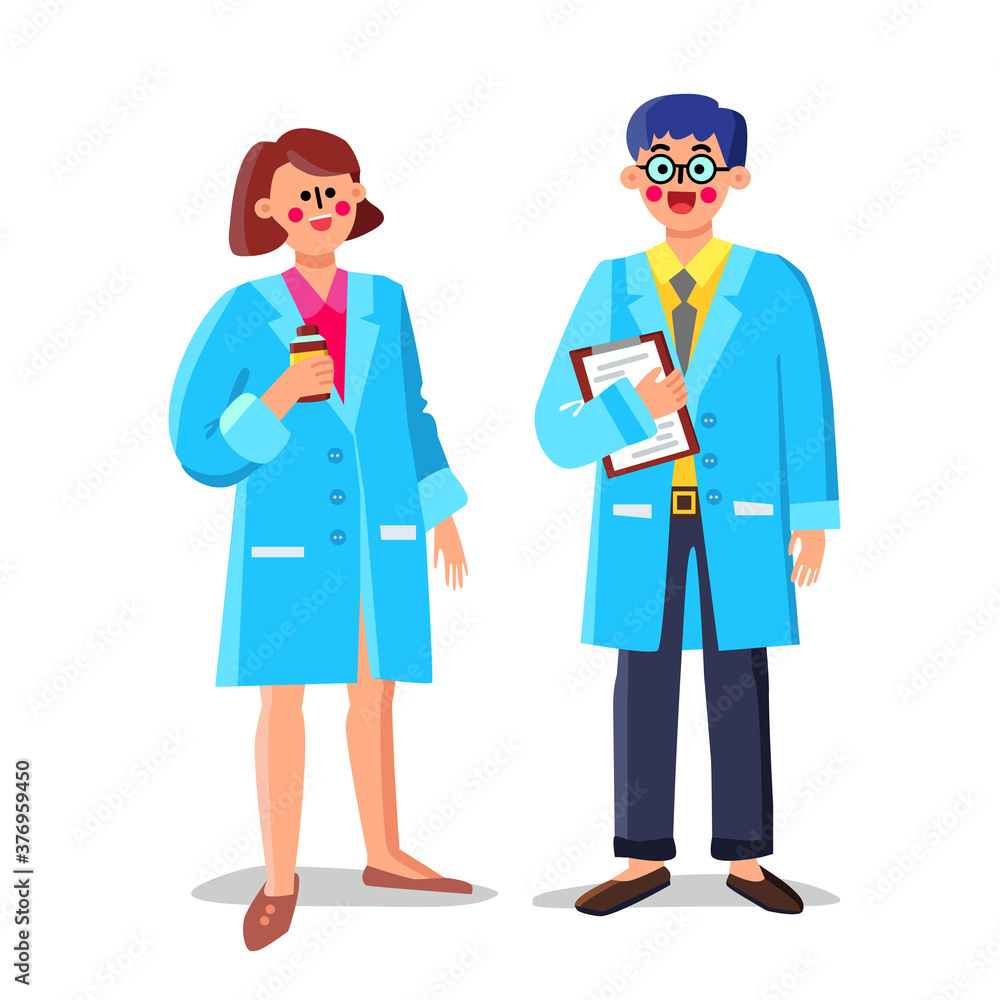 Pharmacist Laboratory Workers Man And Woman Vector