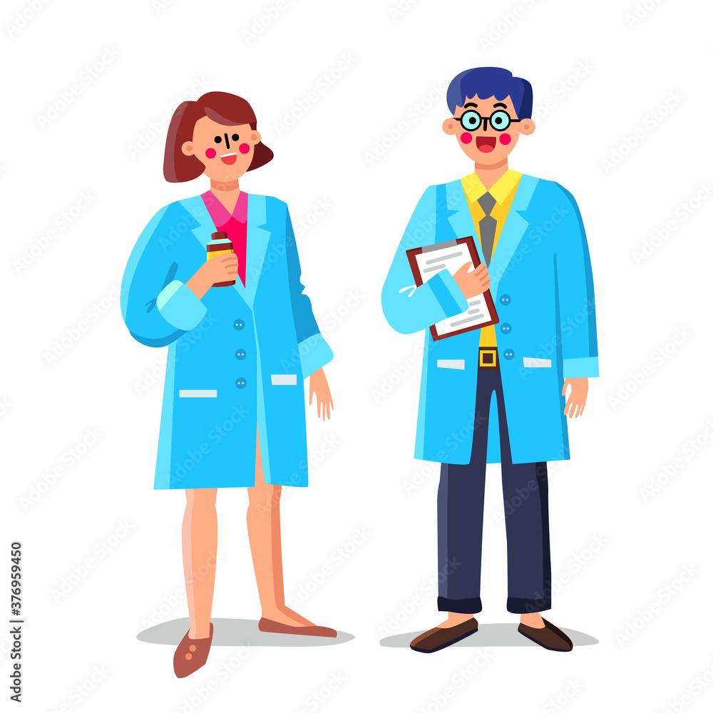 Pharmacist Laboratory Workers Man And Woman Vector Pharmacist Laboratory Workers Man And Woman Vector