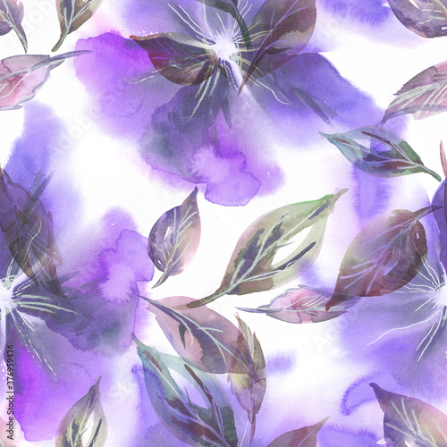 Watercolor Illustration. Floral Seamless Pattern.