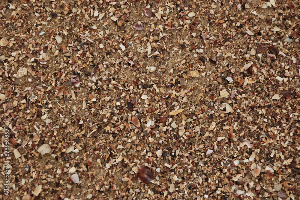 Beach sand texture. Broken seashells background. Colorful sand surface of a beach with clear sea water. Beach sand texture. Broken seashells background. Colorful sand surface of a beach with clear sea water.