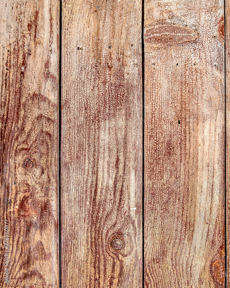 Naklejka premium weathered wooden planks top view closeup, natural textured background
