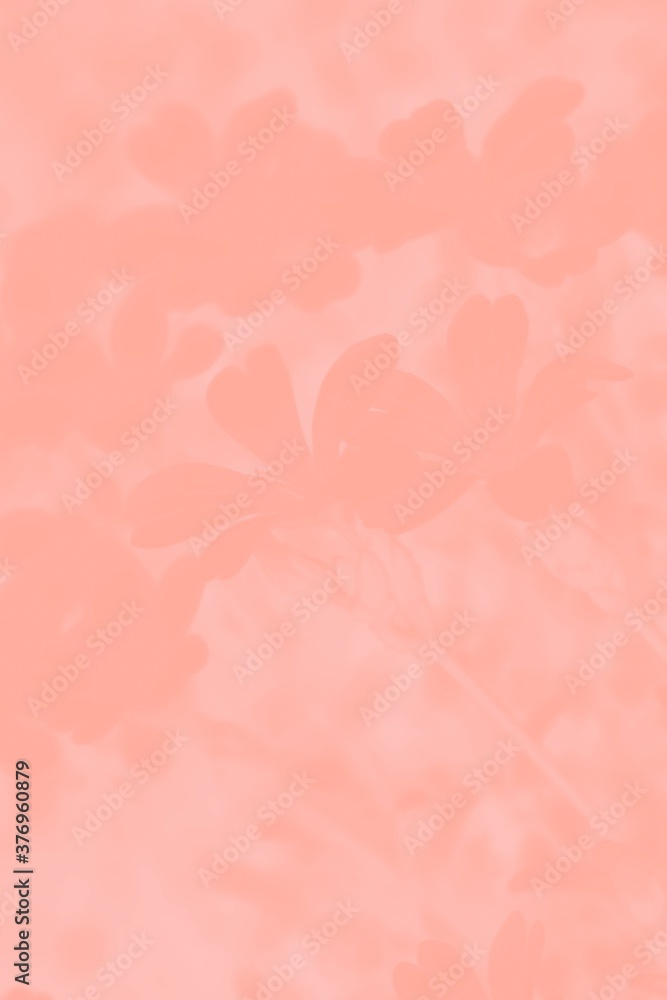 Pink coral background with flowers pattern