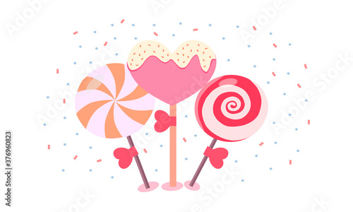 Three sweet lollipops on a white background, vector chart