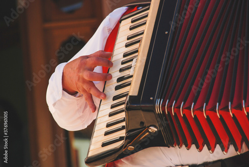 Tableau sur toile Man playing accordion