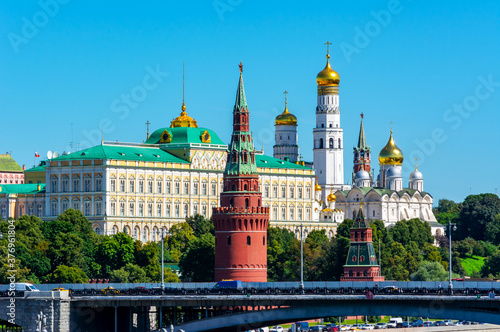 Moscow Kremlin with Grand Kremlin palace, Ivan the Great Bell tower and Spasskaya tower, Russia