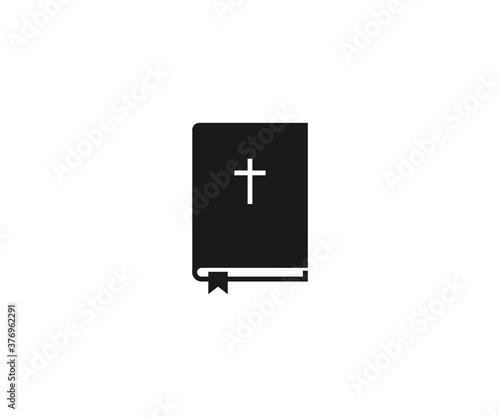 Bible, book, cross icon. Vector illustration, flat design.