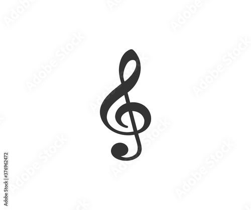Music notes, treble clef icon. Vector illustration, flat design.