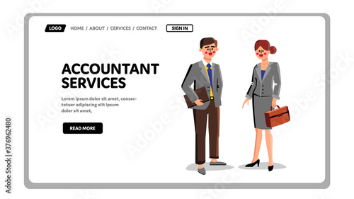 Accountant Services Workers Businesspeople Vector Flat illustration