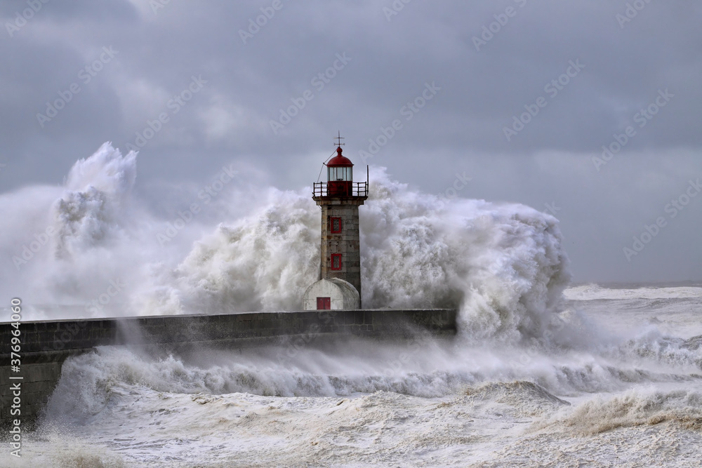 Storm at the old lighthouse