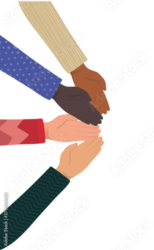 open hands of different types of skins vector design