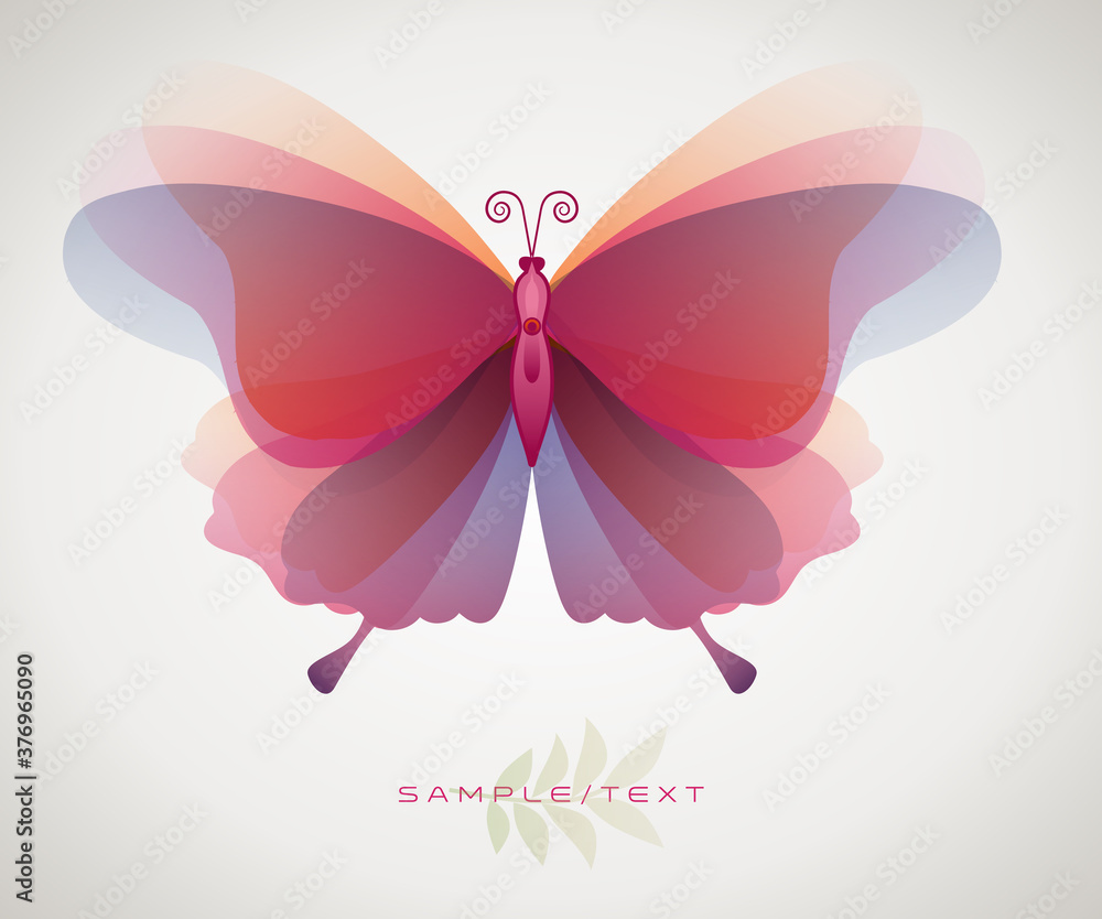 Beautiful and ethereal stylized and isolated butterfly. Symbol of transformation, beauty and youth. Beautiful and ethereal stylized and isolated butterfly. Symbol of transformation, beauty and youth.