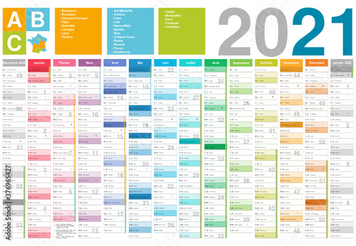 calendrier 2021 650x450mm 14 mois avec vacances scolaires officielles 2021 2022 entièrement modifiable via calques et texte arial