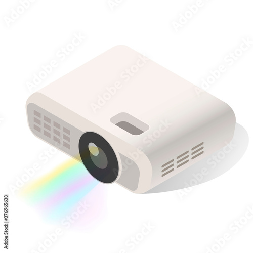 Projector for education, entertainment, business presentation realistic icon. Optical device.