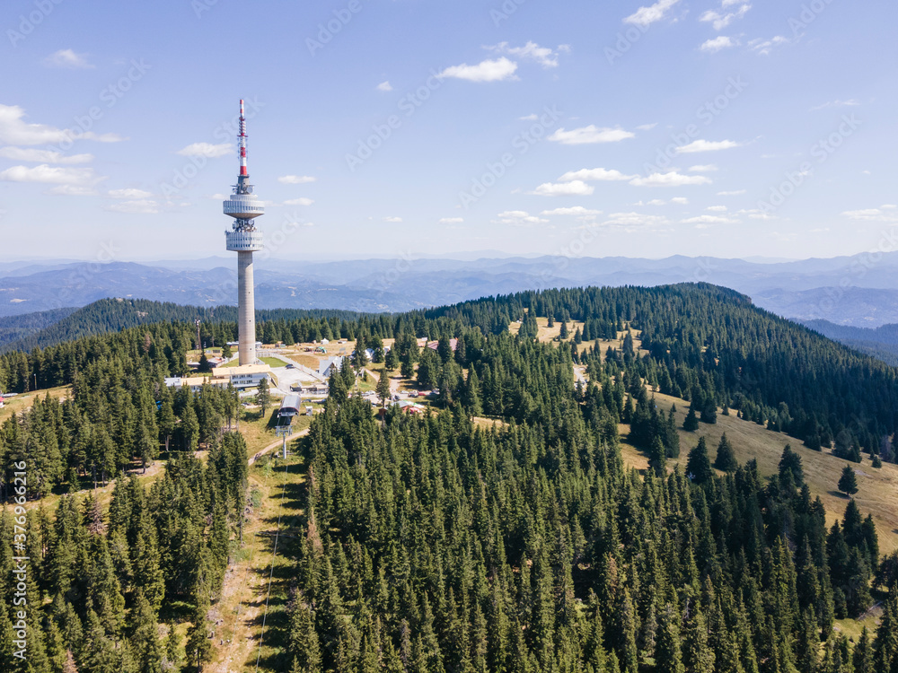 Obraz premium Rhodope Mountains and Snezhanka tower, Bulgaria