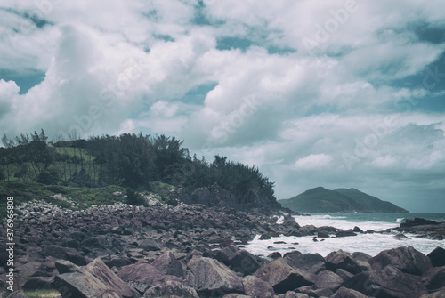 Stone beach landscape in located in Ouvidor, Santa Catarina State, Brazil photo