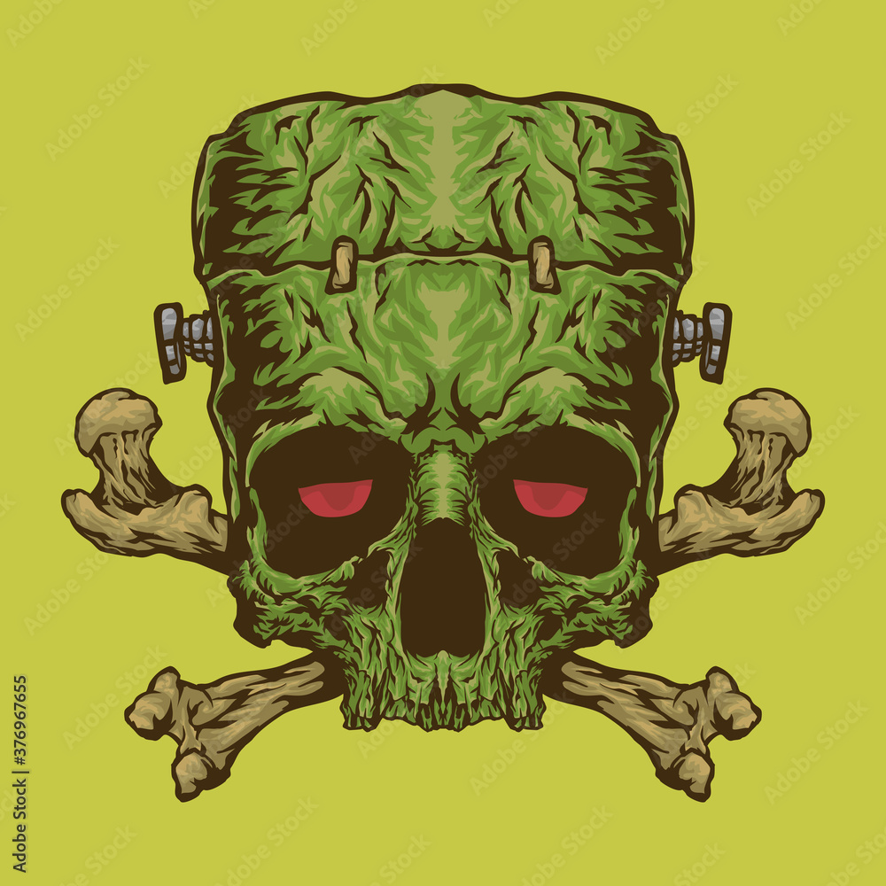 Frankenstein Skull Vector Mascot Logo Illustration Frankenstein Skull Vector Mascot Logo Illustration