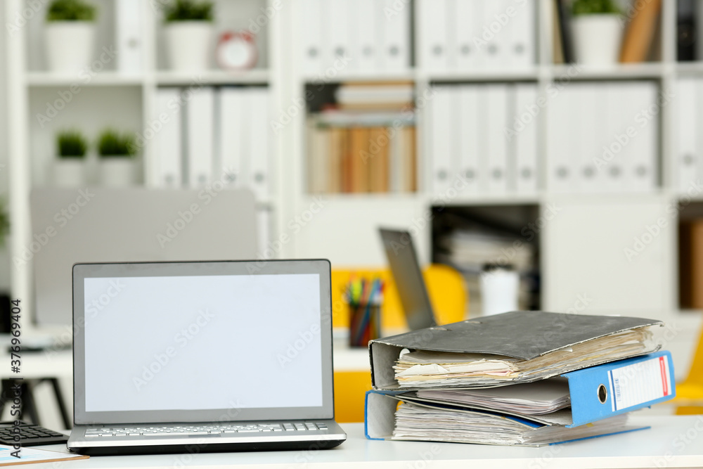 Empty workplace in office closeup or head hunter profession modern solution Empty workplace in office closeup or head hunter profession modern solution