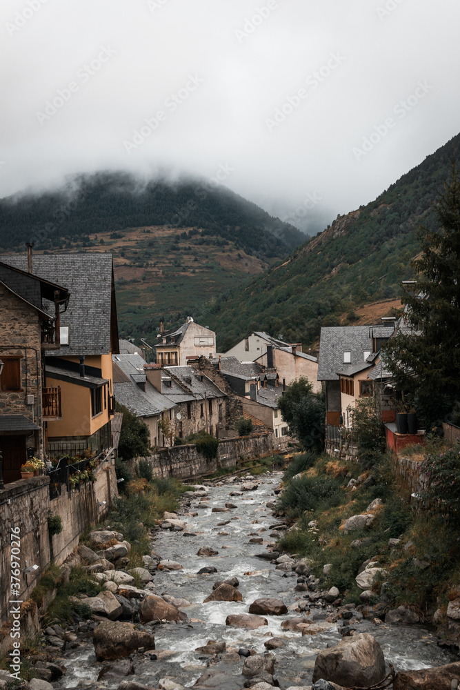Image of the center of the town of vielha, during a cloudy summer day in the catalan pyrenees Image of the center of the town of vielha, during a cloudy summer day in the catalan pyrenees