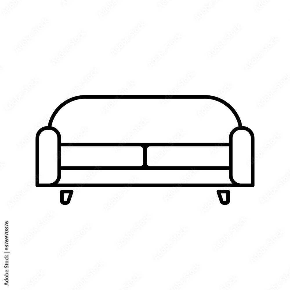 Sofa icon isolated on white background. Couch for living room. Flat line design Sofa icon isolated on white background. Couch for living room. Flat line design