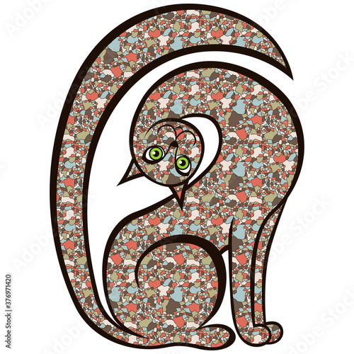 Playful and curious cat from a mosaic